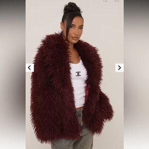 Burgundy Faux Coat